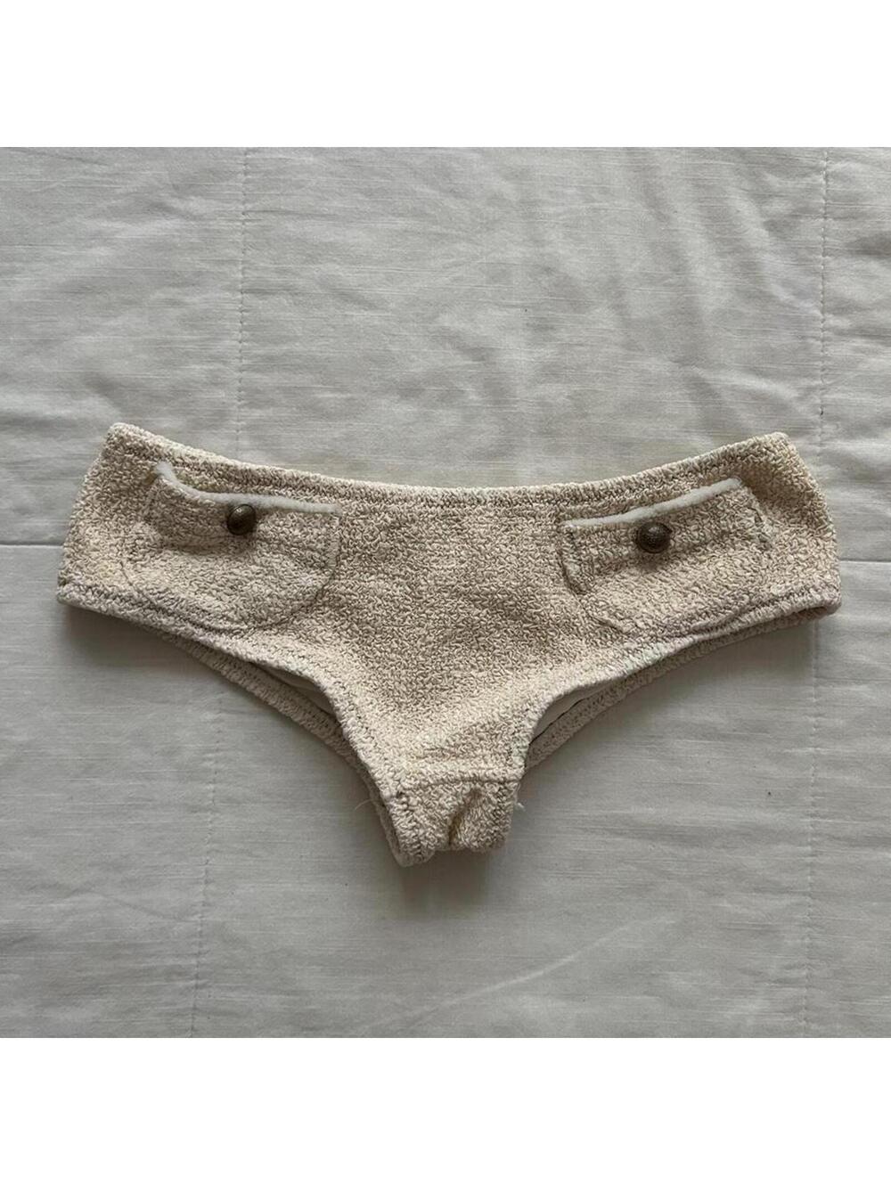 Alexis cream swim bottoms with pockets and buttons